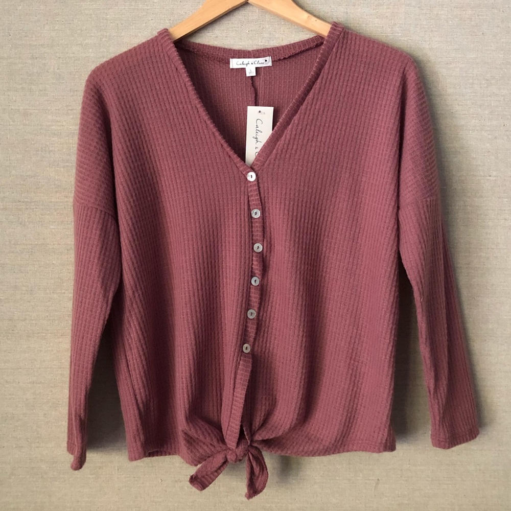 Caleigh & Clover NWT cozy waffle knit top.